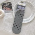 Graue gepunktete Rüschen Schleife Strick Mid-Tube Socken, elegante Alltags-Variante. - Einheitsgröße / Gepunktet Grau