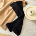 Gemütliche schwarze flauschige Overknee Beinstulpen, weiche Winter warme Fleece Stulpen. - Overknee-Beinstulpen / Einfarbig Schwarz
