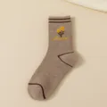 Damen Herbst Winter Wadenstrümpfe braun Blumen Stickerei warme Baumwolle Socken neu - Einheitsgröße / 430 Khaki Bund Zwei Streifen