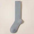 Damen einfarbige dicke warme Wadenstrümpfe in Grau, kuschelige gefütterte Wintersocken. - Einheitsgröße / Blau