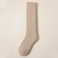 Einfarbige Winter Fleece gefütterte lange Socken für Damen, dicke warme Strickstrümpfe. - Einheitsgröße / Khaki