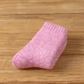 Women's thick warm mid-calf loop socks, pink retro marled winter comfort cotton hosiery. - Marl Style 437 / Marl Pink
