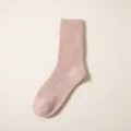 Bequeme Damen Wolle Mittelsocken Winter warme gerippte Socken thermische Alltags Kleidung rosa. - Einheitsgröße / Rosa