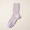 Damen Winter warme Wollsocken dicke Plüsch gefüttert Mittelsocken einfarbig kuschelige Socken - Einheitsgröße / Lila