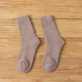 Thick wool winter mid-calf socks for women, warm fleece-lined casual brown design variant. - One Size / Light Coffee