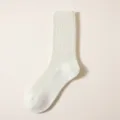 Damen Wollsocken Winter warm mittelhoch, verdickte Thermo Rippstrick Socken für kalte Tage. - Einheitsgröße / Weiß