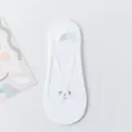 White summer ultra-thin ice silk invisible boat socks for women with anti-slip strap. - One Size / White