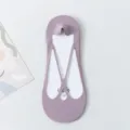 Purple summer thin ice silk low cut invisible boat socks with cross strap design for women - One Size / Purple