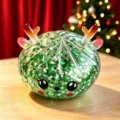 Χριστούγεννα ταράνδος squishy παιχνίδι γκλίτερ διαφανές αντιστρές αισθητηριακή μπάλα δώρο - Squishy πράσινο ελαφάκι (8,5 εκ. με κλουβί)