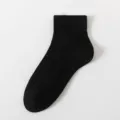 Women black short socks cotton summer basic solid color ankle socks casual daily wear - One Size / Black