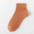 Solid color ribbed women short socks cotton breathable casual summer ankle socks orange style - One Size / Red