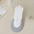 Women transparent strap invisible liner socks anti-slip half sole ice silk boat socks - One Size / Gray