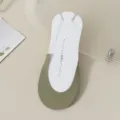 Olive green half-palm invisible liner socks with transparent strap for high heels design. - One Size / Army Green