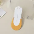 Yellow transparent strap forefoot invisible socks, solid color cotton bottom anti-slip socks. - One Size / Yellow