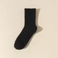 Cozy black fuzzy socks for women, soft plush coral fleece winter sleep floor socks. - One Size / Black