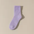 Plush coral fleece women's mid-tube sleep socks in light purple, soft and thick floor socks. - One Size / Purple