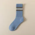 Dicke Woll-Herbst-Herrensocken mit Streifenbündchen, warme und bequeme Freizeitsocken. - Einheitsgröße / Hellblau