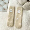 Fluffy mink fleece warm women socks cute winter thick cozy home floor socks soft - One Size / All-Over Yellow