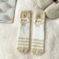 Fluffy winter warm mid-calf socks with cute chick pattern, thick cozy sleep floor socks for women. - One Size / Bow Tie