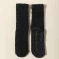 Zwarte pluizige fleece sokken voor vrouwen, dikke warme knusse antislip vloersokken. - Eén maat / Zwart