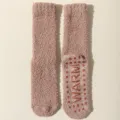Pluche koraalvleece warme damessokken, winter antislip huissokken met zachte grip. - Eén maat / Donker Koffie