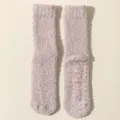 Calze invernali in pile corallo da donna con suola antiscivolo in silicone, morbide e calde. - Taglia unica / Cachi