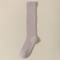 Korallenfleece lange Socken in Grau-Lila, flauschig warme Wintersocken als Farbvariante. - Einheitsgröße / Khaki