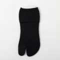 Black cotton two-toe split tabi socks for women, comfortable breathable geta mid-tube hosiery - Black