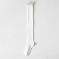 Weisse Spitzen Overknees Damen Strick Socken Winter Lange Oberschenkel Socken Variant - Einheitsgröße / Zopfmuster Spitzen-Stil / Weiß