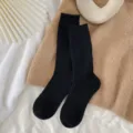 Schwarze gerippte Kaschmirsocken für Damen, dicke warme Wintersocken für gemütliches Zuhause. - Einheitsgröße / Schwarz