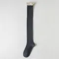 Dicke graue Overknee-Socken für Damen, japanischer JK-Stil im Winter mit zarter Spitzenborte. - Einheitsgröße / Vertikaler Streifen Spitzen-Stil / Grau