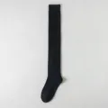 Schwarze gestrickte Overknee Langstrümpfe für Damen, dicke warme Rippstrick Strümpfe. - Einheitsgröße / Zopfmuster Regulärer Stil / Schwarz