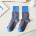 Calcetines de media caña para mujer color contraste primavera otoño moda casual algodón - Talla única / Puños de calcetín azul