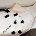 Damen schwarz-weiße Farbblock-Mittelsocken, Rippbündchen stilvolle Herbst Baumwollstrümpfe. - Einheitsgröße / Schwarz