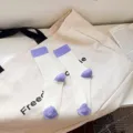 Koreanische Kontrast-Mittelsocken, weißes und lila geripptes Design für den Alltag. - Einheitsgröße / Lila