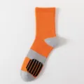 Men's color block athletic basketball socks, premium cotton mid-calf breathable sport socks. - One Size / Orange
