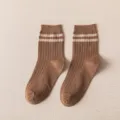 Herren Braune Wadenlange Socken Gestreift Baumwolle Atmungsaktiv Sport und Freizeit - Einheitsgröße / Kaffeebraun