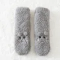 Graue flauschige Lammwolle lange Socken fuer Damen im Winter warme niedliche Schlafsocken - Grau