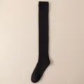 Thickened fleece warm over-the-knee socks for women, solid color winter high tube socks. - One Size / Black