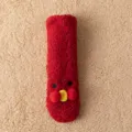 Plush cozy fleece winter mid-tube socks cute cartoon warm floor sleep socks red color - One Size / Red