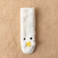 Cute fluffy fleece winter warm floor socks for women, thick cozy home sleeping mid-tube socks. - One Size / White