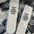 White cotton mid tube socks with trendy letter print casual street style women wear - One Size / Solid White
