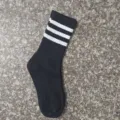 Black striped mid-calf socks for men and women, classic sports skate casual socks. - 3-Stripe Black