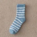 Blau-weiß gestreifte Korallenfleece Herren Winter gemusterte Bodensocken Variante - Einheitsgröße / Blaue Sockenbündchen