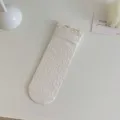 White lace crew socks for women, hollow out floral pattern, stylish cute summer thin stacked socks. - One Size / Small White Flower