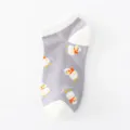Chaussettes courtes de dessin animé pour femmes, socquettes basses avec motifs animaux coton. - Taille unique / Gris