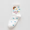 Chaussettes mignonnes arc-en-ciel pour femmes en coton blanc style décontracté chic - Taille unique / Arc-en-ciel Lettre