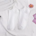 Calzini fantasmino bianchi in cotone da donna, calze basse traspiranti con elegante trama a maglia. - Taglia unica / Bordo arrotolato bianco puro