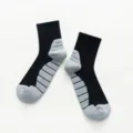 Men's mid-tube athletic sports socks, black grey thickened towel bottom for running fitness. - One Size / Black