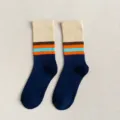 Chaussettes epaisses homme hiver bouclette thermique bloc de couleur chaussettes mi-mollet - Taille unique / Bord de Chaussette Khaki